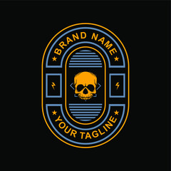 modern, trendy, youthful skull badge emblem t-shirt lifestyle design branding identity illustration