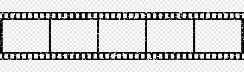 grungy film strip icon isolated on transparent background. tape photo film strip frame, Video Film strip roll, Vector illustration