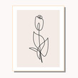 © Nataliya - Line art abstract simple flower in frame. Floral sketch. Minimal art for home decor modern interior. Vector illustration.