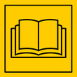 mssn6 MachineSafetySignNew mssn - german - Maschine / Aufkleber Warnzeichen: Buch - Bedienungsanleitung / Betriebsanleitung lesen . english - machine - Read Operator's Manual . yellow black - g10793