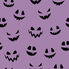 Wall Mural - Funny Halloween texture with funny pumpkin face. Seamless pattern. Vector