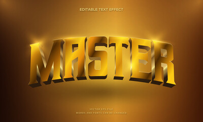 Wall Mural - Master text effect. Editable elegant 3d gold font style perfect for logotype, title or heading text.
