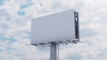 Commercial Billboard. Blank Large Format Sign Against A Cloudy Afternoon Sky. Design Template.