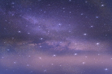 big bright starry  sky night blue  milky way universe aurora borealis on dramatic clouds blue green pink  lilac colorful cosmic background template 