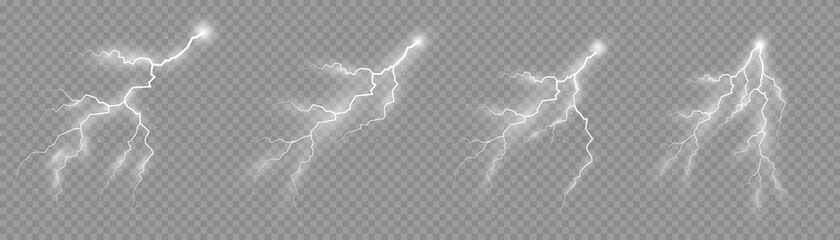 Wall Mural - set of zippers, thunderstorm and effect lightning.