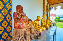 The Sculptures On The Porch Of Wat Chammathewi Viharn, Lamphun, Thailand