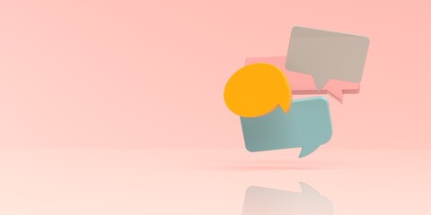 Sticker - Floating speech bubbles on a colored background - 3D render illustration