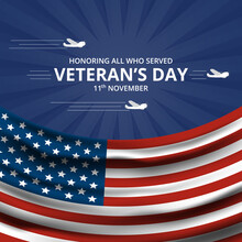 Happy Veterans Day Background With Attraction Fighter Planes Illustration