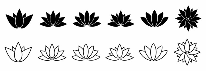 Wall Mural - lotus flower icon set, lotus flower vector set