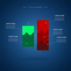 Wall Mural - TWO Futuristic raise Candle stick chart digital transformation abstract business background and Big data and business growth currency stock and investment economy in Vector illustration.eps
