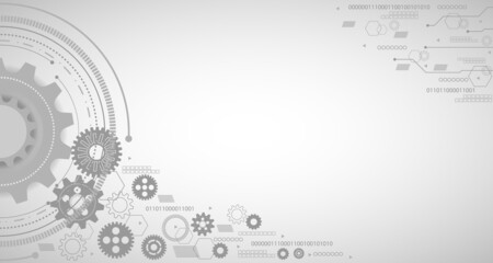 Gear abstract design background with technology and line circuit board texture. Modern engineering, futuristic, science communication concept. EP.2