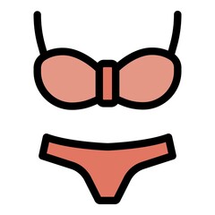 Wall Mural - Figure swimsuit icon. Outline figure swimsuit vector icon color flat isolated