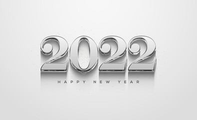 Wall Mural - 2022 happy new year with silver metallic classic