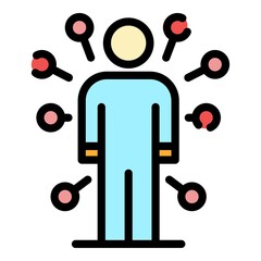 Canvas Print - Life skills character icon. Outline life skills character vector icon color flat isolated