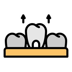 Sticker - Removal of a tooth icon. Outline removal of a tooth vector icon color flat isolated