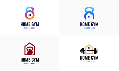 Wall Mural - set of home gym logo designs concept vector illustration, home fitness logo designs icon