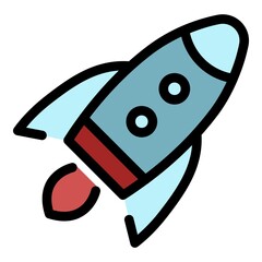 Wall Mural - Rocket mission icon. Outline rocket mission vector icon color flat isolated