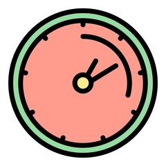 Sticker - Office wall clock icon. Outline office wall clock vector icon color flat isolated