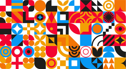 bauhaus geometric design with eyes elements. primitive modern shapes and forms. vector interior post