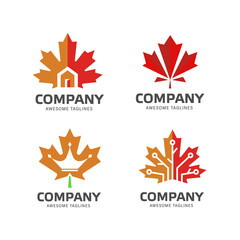 Wall Mural - creative logo collection with maple leaf