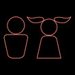 © Serhii - Neon boy and girl red color vector illustration flat style image