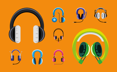 Poster - icons headphones devices