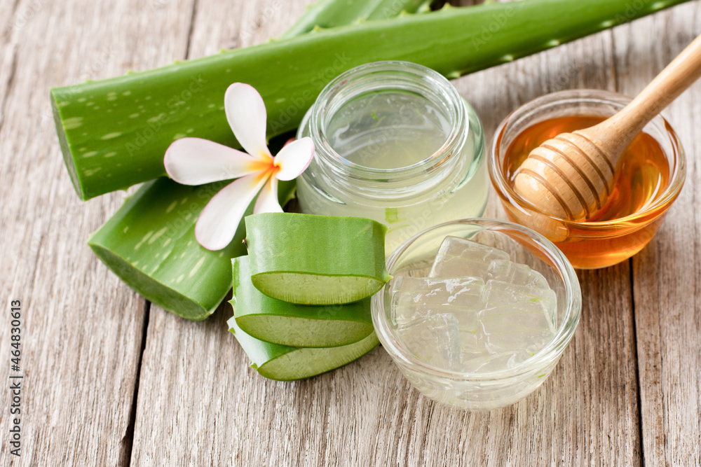 spa still life with aloe vera plant and honey Stock Photo | Adobe Stock
