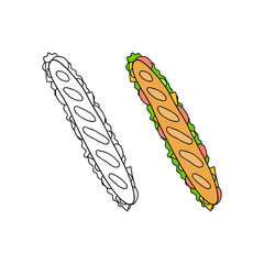 Hand drawn long sandwich.