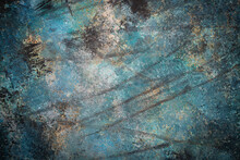 Blue Stone Or Concrete Wall Background, Top View Texture