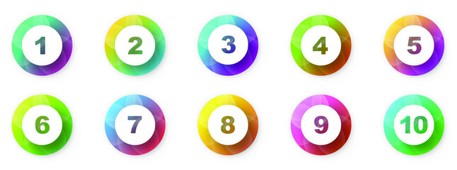 Wall Mural - number bullet points 1 to 10. creative 3d markers set. vector illustration.