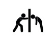 © north100 - opposition of people, overcoming obstacles, man pushing the wall, pessimist and optimist, stick figure human silhouette, isolated icon