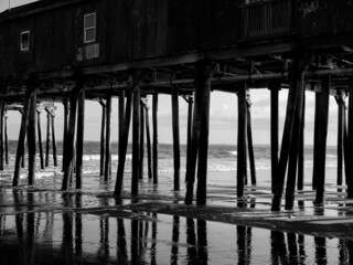 Wall Mural - View under the pier at the Old Orchard Beach in Maine USA.