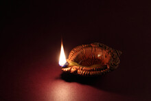 Earthen Lamps (diya) On Diwali Festival In India.