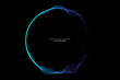 © korkeng - Vector abstract circle frame with wave lines pattern flowing in blue green colors isolated on black background in concept of music, technology, ai