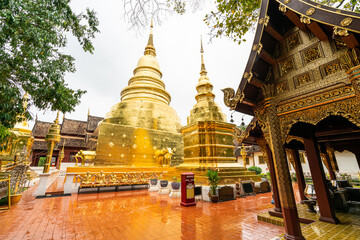 Wat Phra Singh Woramahawihan, the famous golden temple in Chiang Mai, Thailand