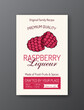 Raspberry liqueur label template. Modern vector packaging design layout. Isolated