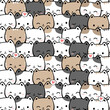 Seamless pattern with cat kitty head cartoon doodle
