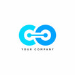 Abstract Initial Letter C and O Turquoise and Blue Connected Linked Logo with dots. Usable for Business and Technology Logos. Flat Vector Logo Design Template Element.