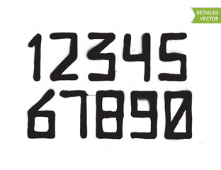 Wall Mural - Spray paint graffiti font - numbers. Highly detailed vector