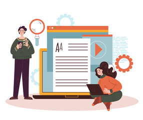 Wall Mural - content management isolated design element vector flat concept illustration