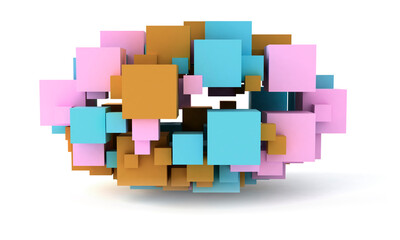 Sticker - Abstract multi color cubes 