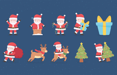 Poster - icons santa claus