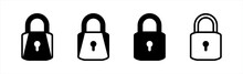 Locked Padlock Icon. Security Symbol. Lock Icon Set, Vector Illustration.