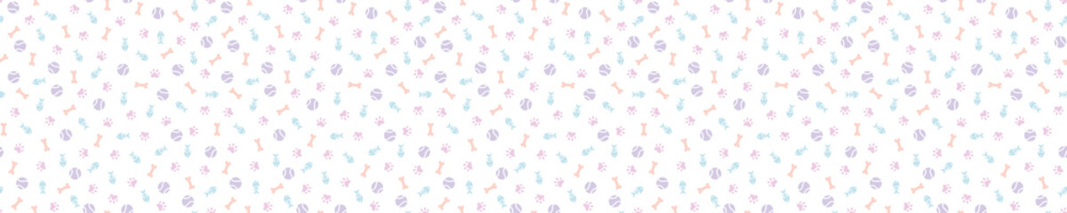 Wall Mural - Seamless pattern with cat paws and toys