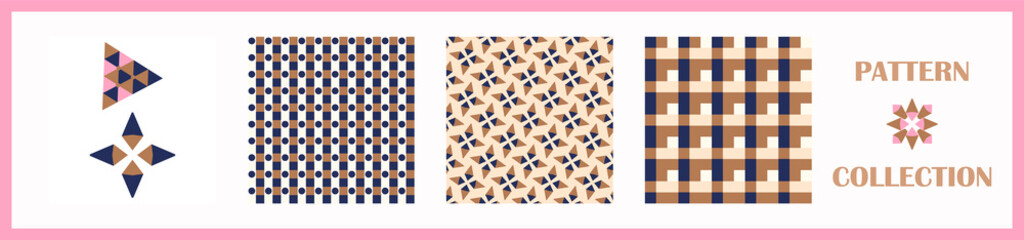 Masculine geometric seamless pattern collection. Simple shape for digital scrapbook paper and repeatable men gift wrap design in vector.