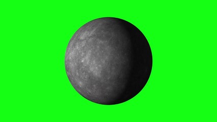 Wall Mural - solar system's planet of mercury animation in green screen. mercury is rotating.