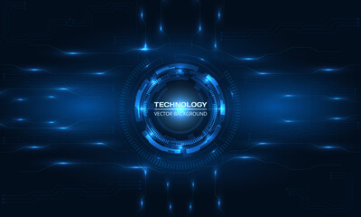 Wall Mural - Abstract circuit board digital technology futuristic concept background. Electronic motherboard hi tech concept. Dark blue technologies background. Vector illustration
