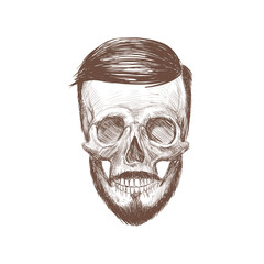 Wall Mural - Skull hipster style, creative fashion design. Hand drawn vector illustration
