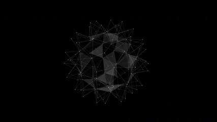 Rotating sphere, ball HUD element. Plexus style connecting lines and dots. Seamless loop