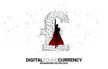 Wall Mural - with money pound sterling currency icon from Polygon dot connect line. Concept for British financial network connection.